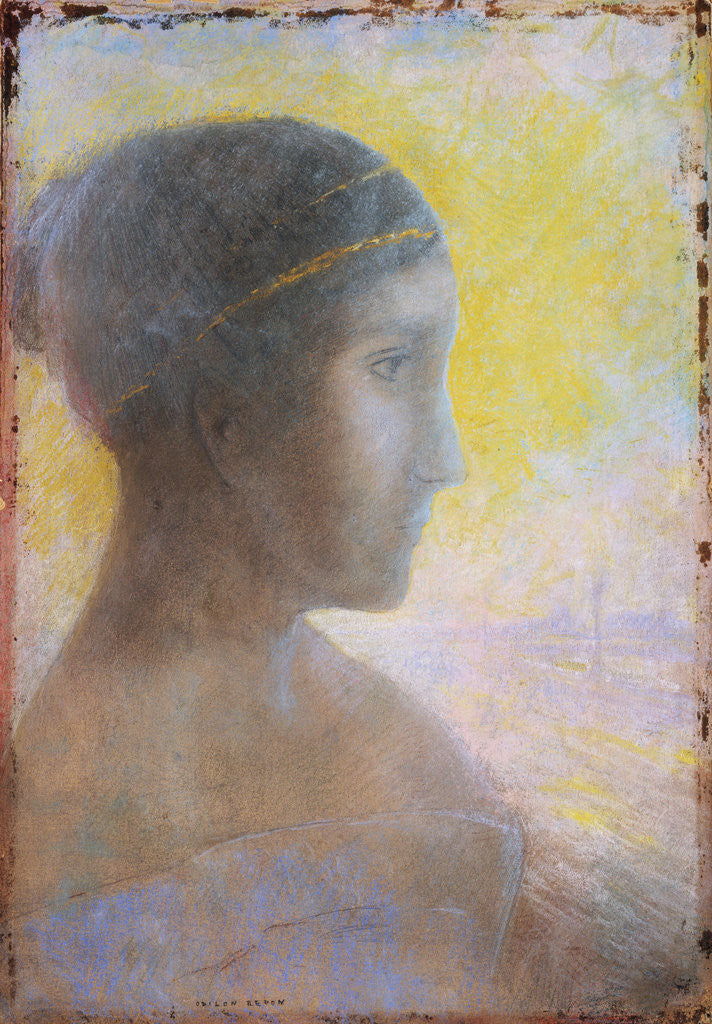 Detail of Head of a Young Woman in Profile by Odilon Redon