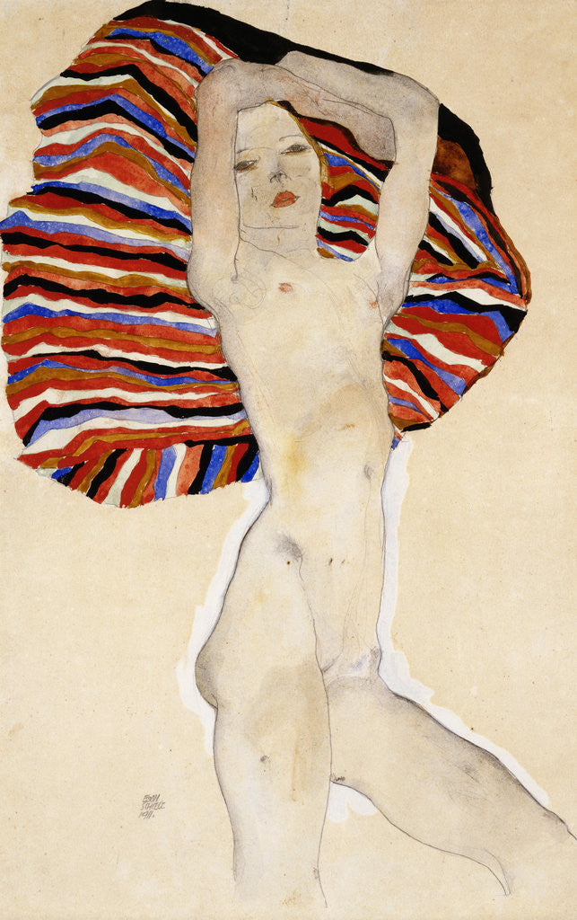 Detail of Act Against Colored Material by Egon Schiele