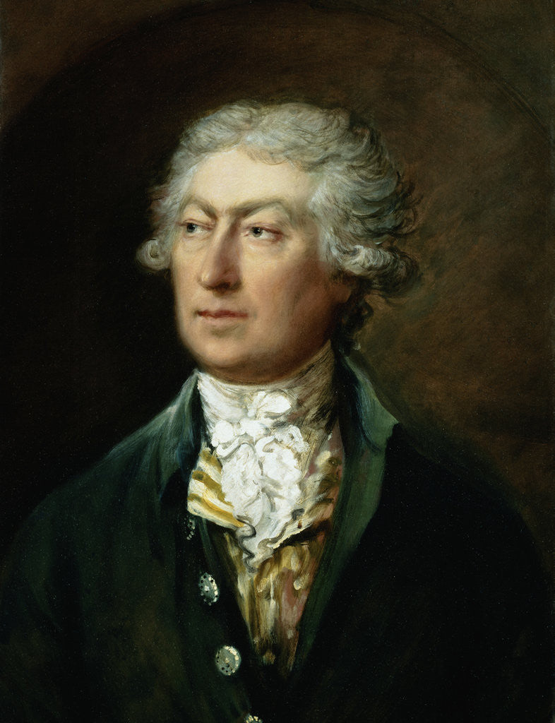 Detail of Portrait of the Artist, Bust Length in a Green Coat and White Stock by Thomas Gainsborough