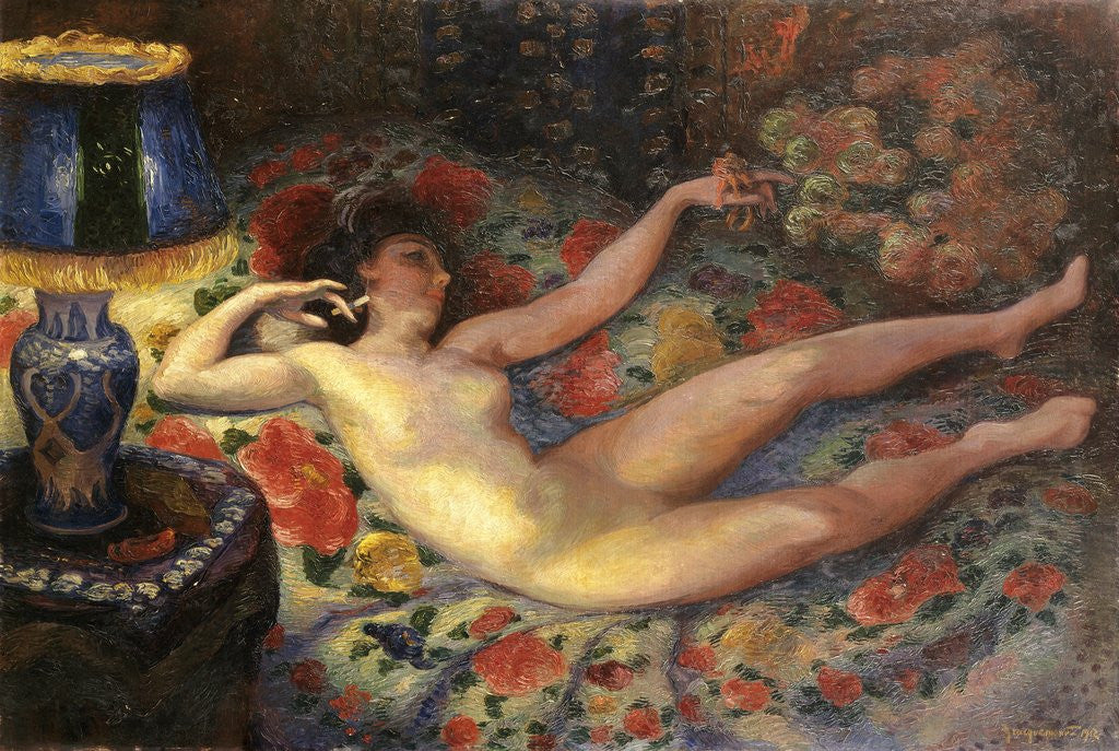 Detail of Nude with the Blue Lamp by Felix Bracquemond