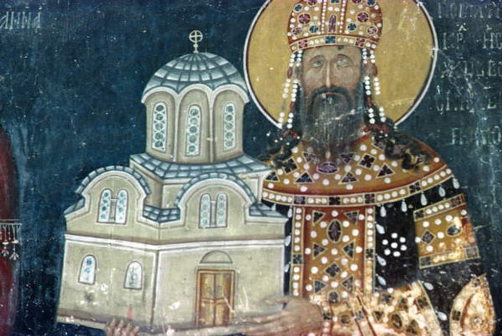 Detail of King Stephen Uros II Milutin by Serbian School