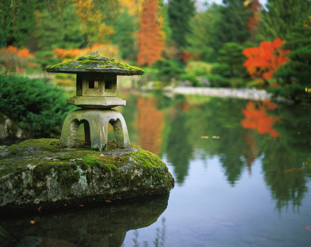Detail of Stone Lantern in the Japanese Tea Garden at the University of Washington Arboretum by Anonymous