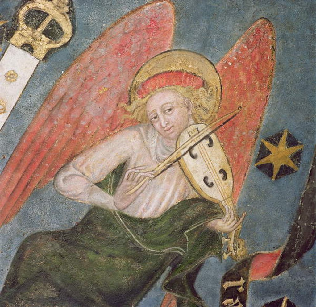 Detail of Angel musician playing a viol by French School