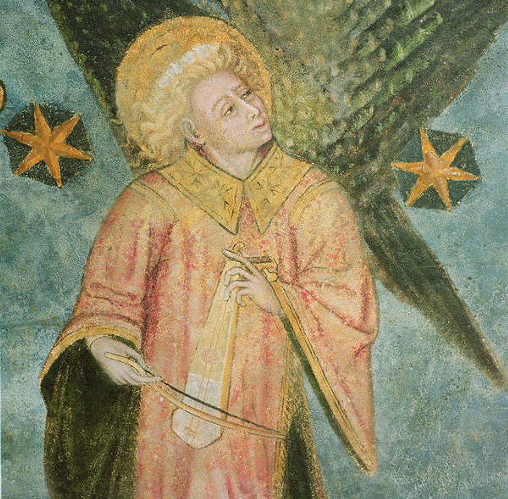 Detail of Angel musician playing a gigue by French School
