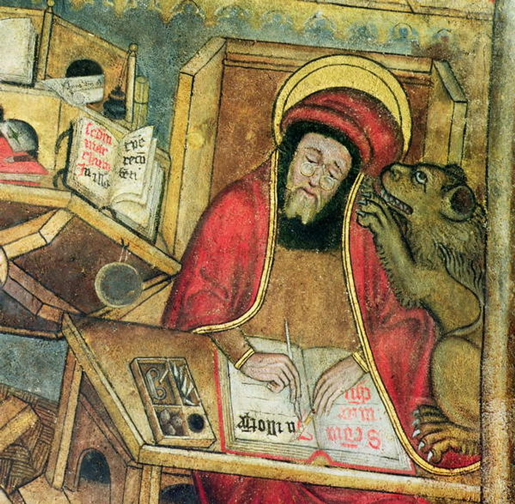 Detail of St. Mark writing his gospel by French School