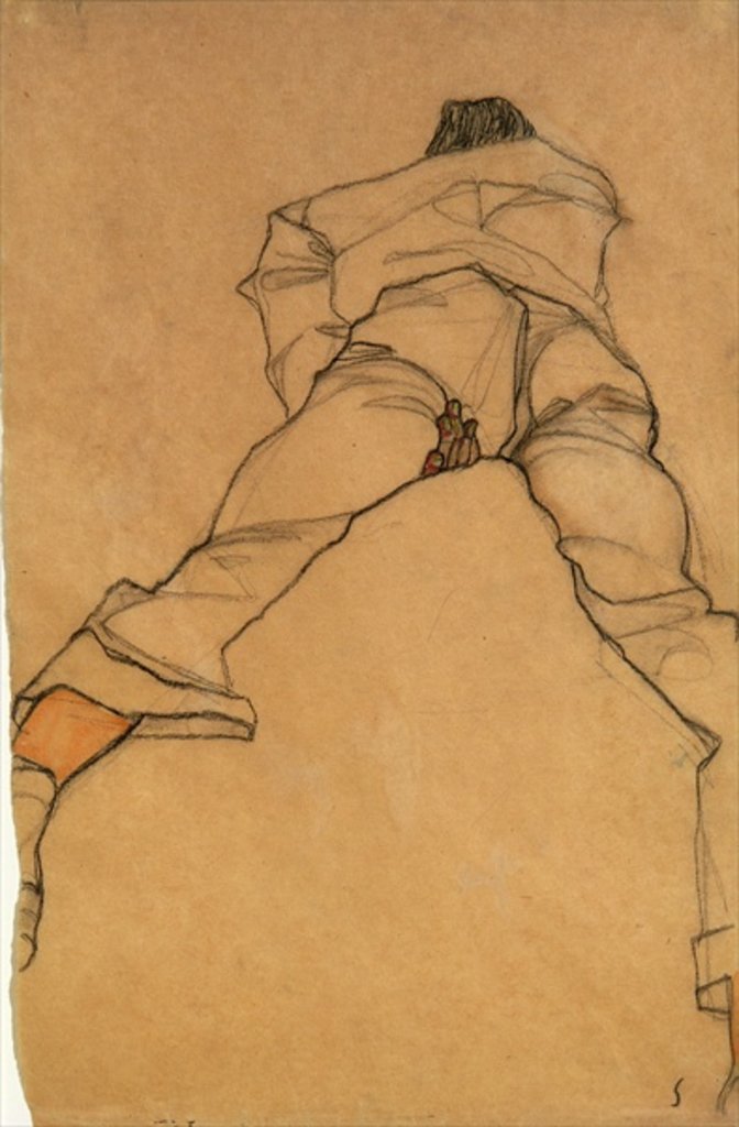 Detail of Man Lying Face Down, back view, 1910 by Egon Schiele
