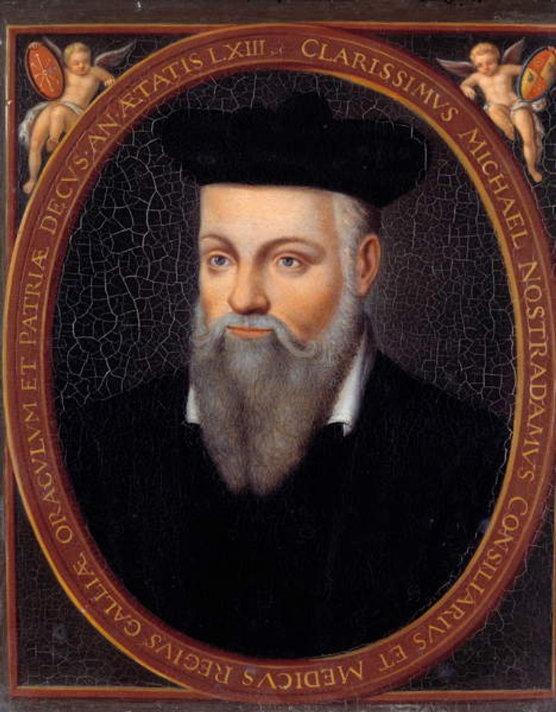 Detail of Portrait of Michel de Nostradamus, known as Nostradamus, astrologer by Cesar Nostradamus