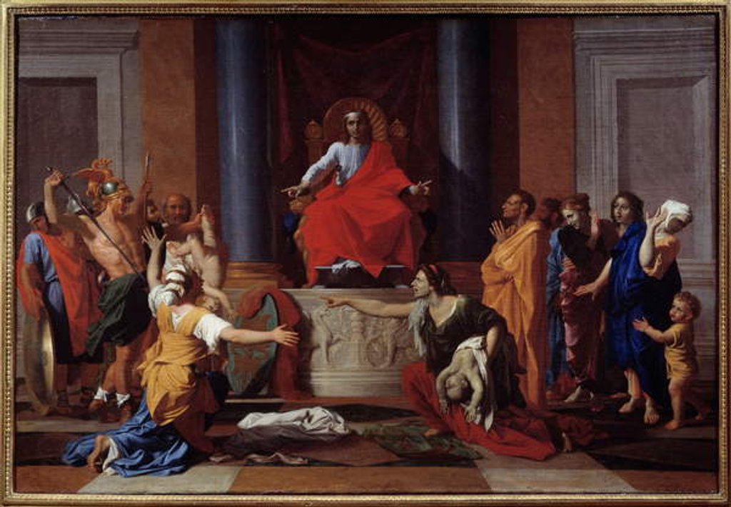 Detail of Solomon's Judgment Two women pretend to be the mother of the same child. by Nicolas Poussin
