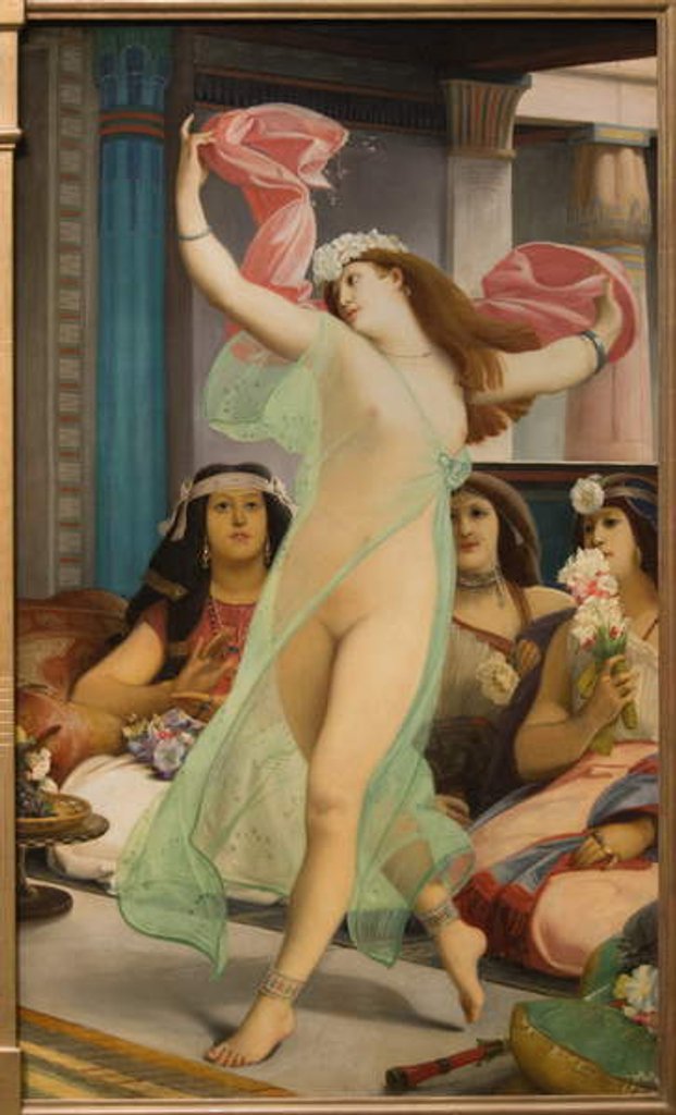 Detail of Oriental dancer in a harem by Jean Jules Antoine Lecomte du Nouy