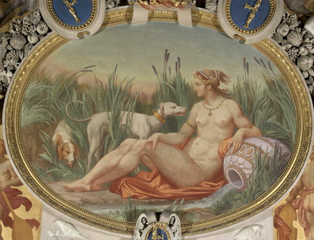 Detail of The nymph of Fontainebleau 16th century by Jean Alaux