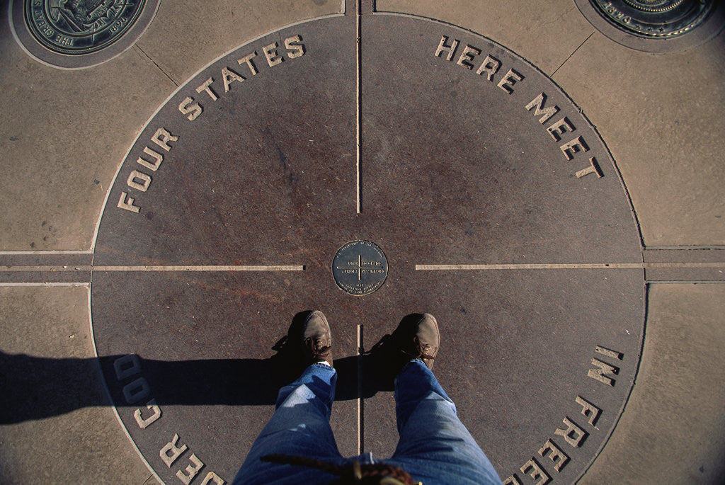 Detail of Tourist Standing on Four Corners Monument by Anonymous