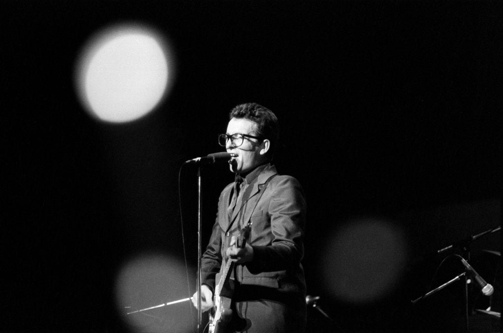 Detail of Elvis Costello, 1980 by Brendan Monks