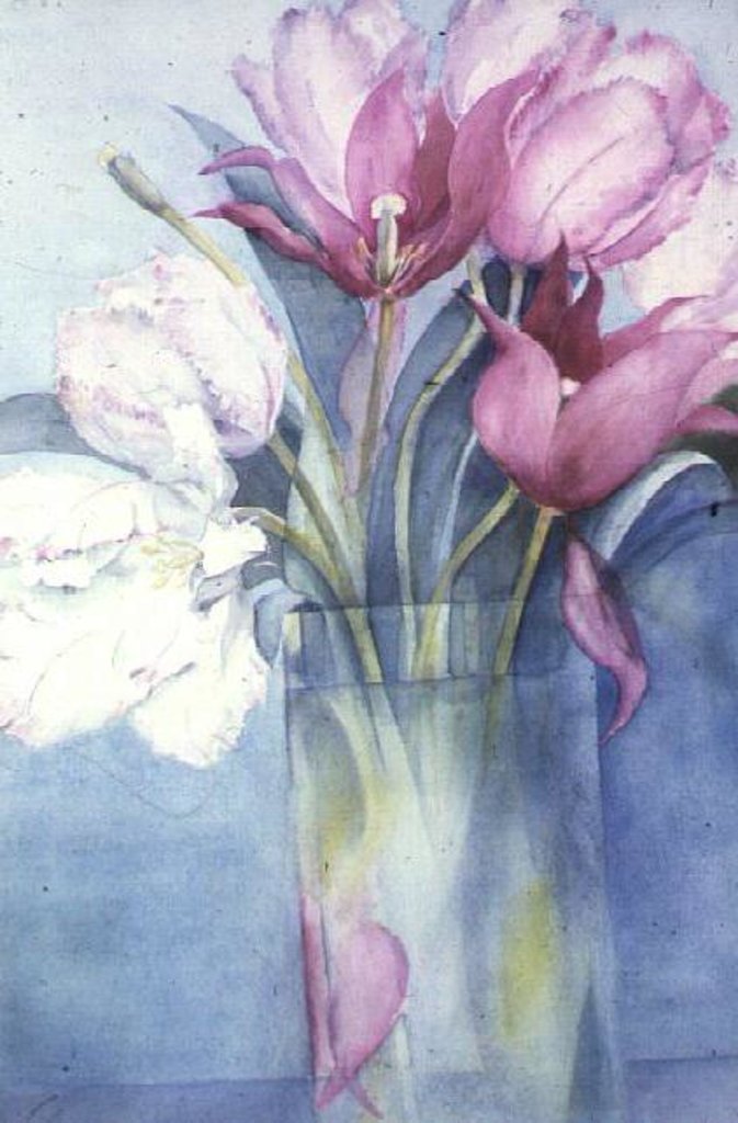 Detail of Pink Parrot Tulips and Marlette by Karen Armitage