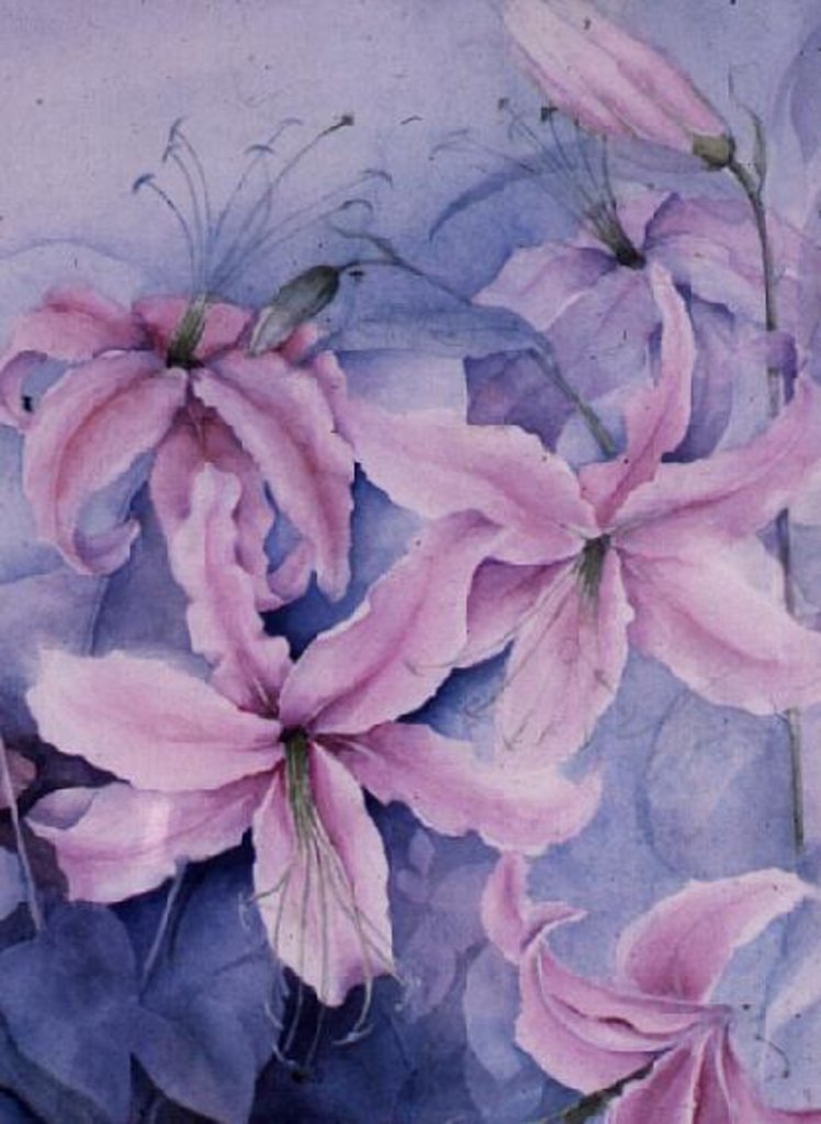 Detail of Lilies, pink Auratum by Karen Armitage