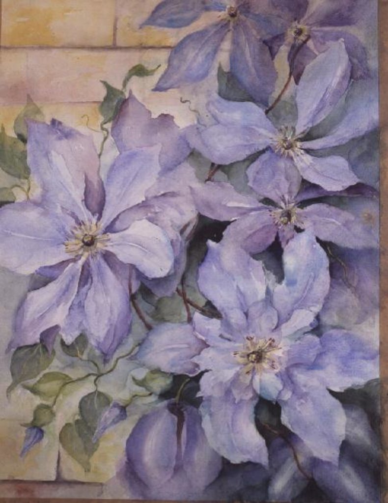 Detail of Clematis, The President by Karen Armitage