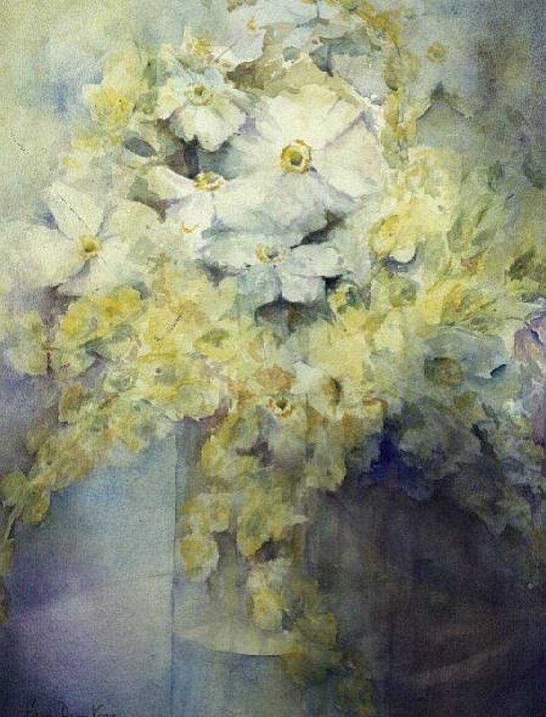 Detail of Anemone Japonica - White Queen and Molu by Karen Armitage