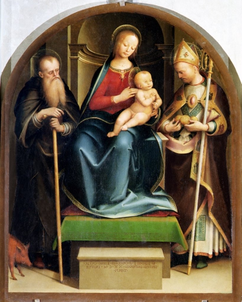 Detail of Madonna and Child with St. Anthony Abbot and St. Nicholas of Bari, 1520 by Italian School