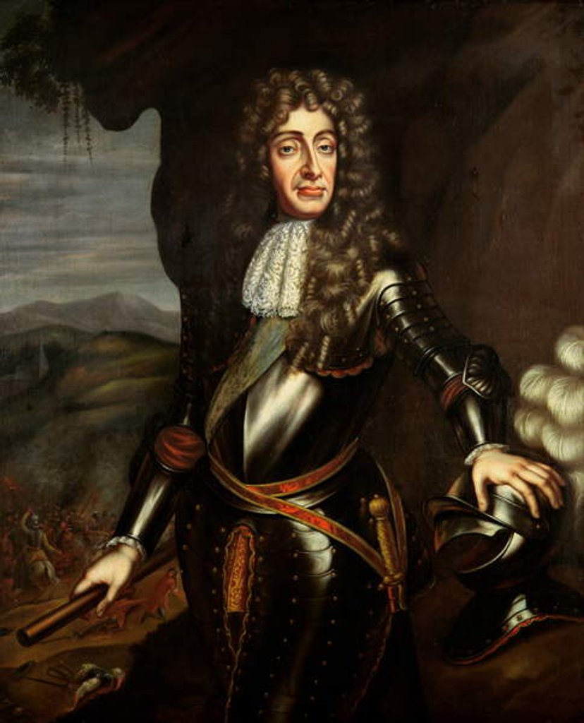 Detail of Portrait of James II in armour by English School
