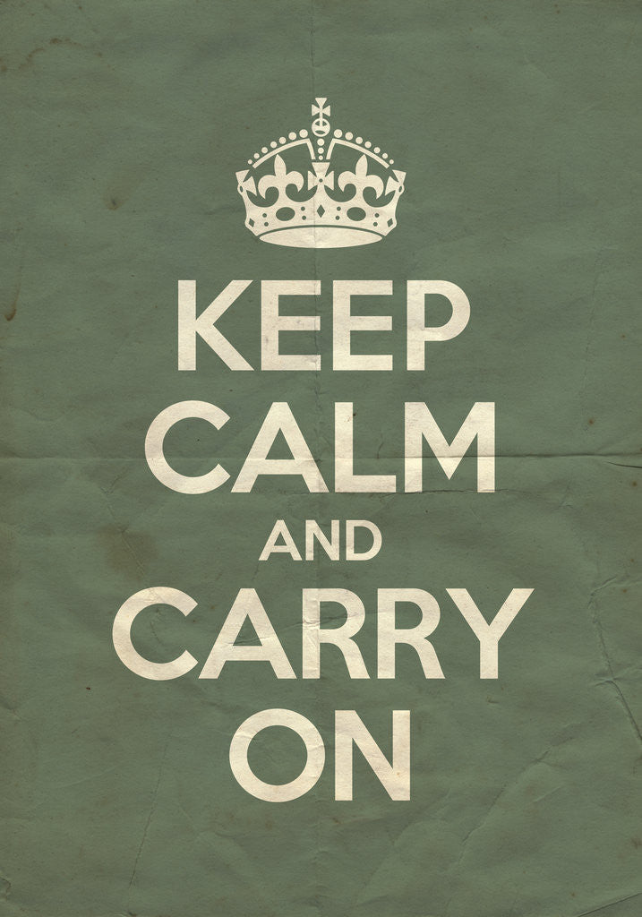 Detail of Keep Calm And Carry On Poster in Castle Grey Vintage by Magnolia Box