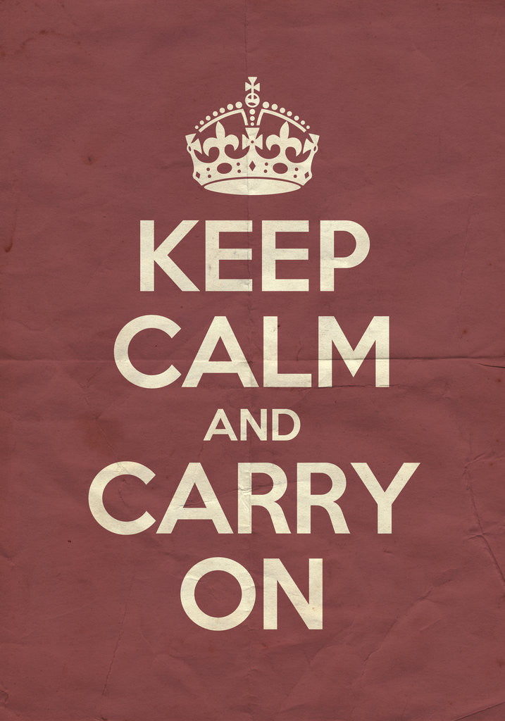 Detail of Keep Calm And Carry On Poster in Radicchio Vintage by Magnolia Box