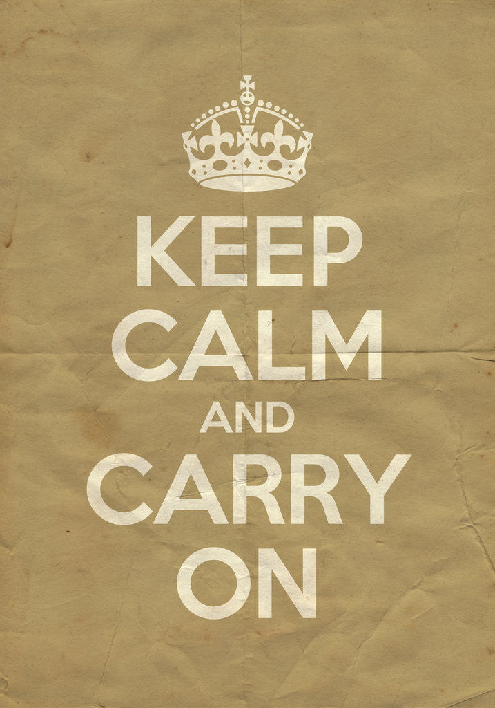 Detail of Keep Calm And Carry On Poster in Biscuit Vintage by Magnolia Box