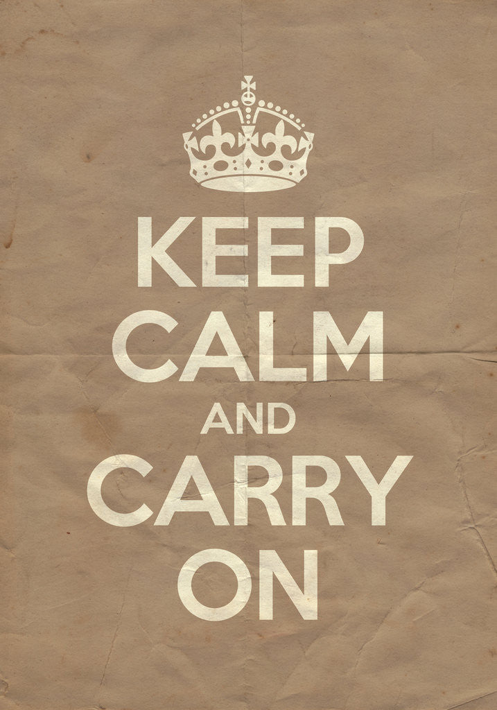 Detail of Keep Calm And Carry On Poster in Dead Salmon Vintage by Magnolia Box