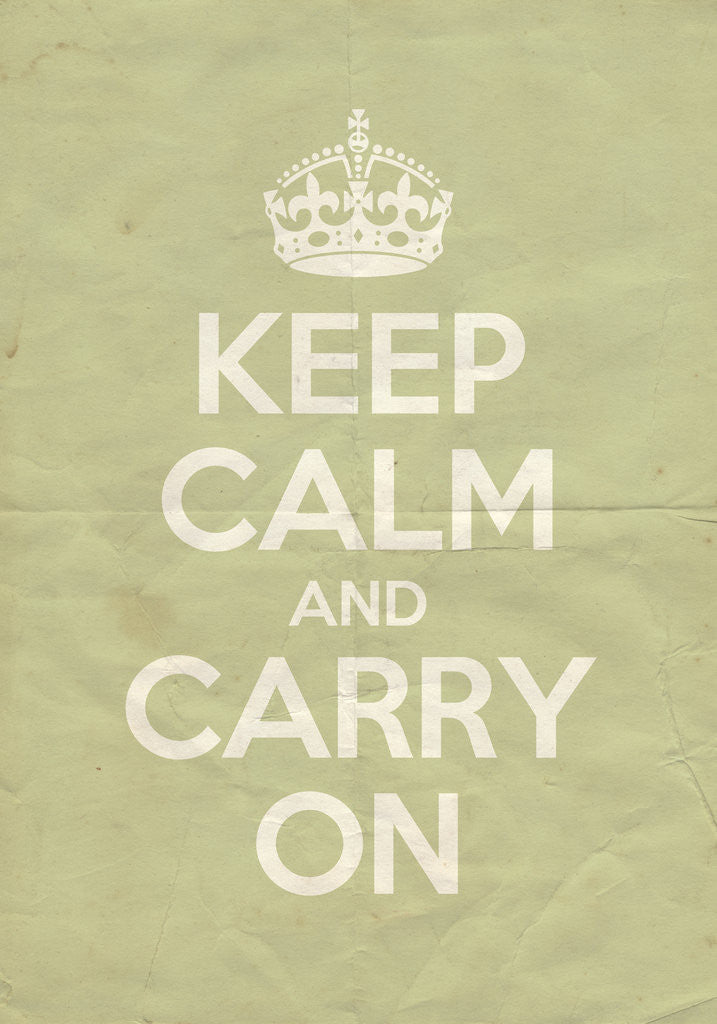 Detail of Keep Calm And Carry On Poster in Green Ground Vintage by Magnolia Box
