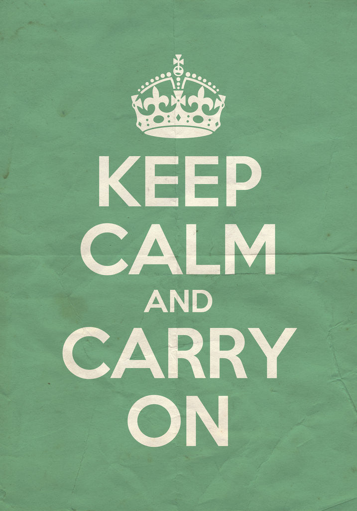 Detail of Keep Calm And Carry On Poster in Arsenic Vintage by Magnolia Box