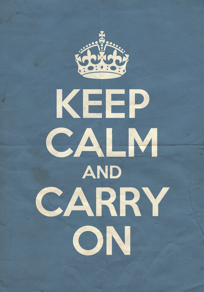 Detail of Keep Calm And Carry On Poster in Cooks Blue Vintage by Magnolia Box