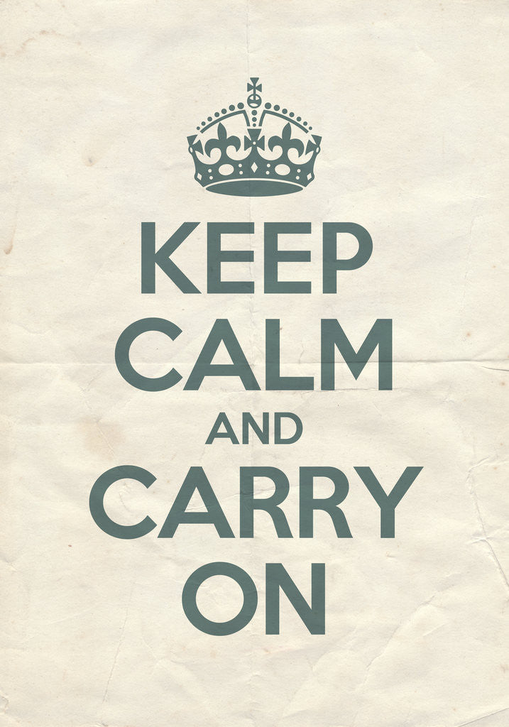 Detail of Keep Calm And Carry On Poster in Biscuit Vintage Reversed by Magnolia Box