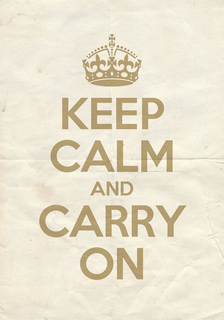 Detail of Keep Calm And Carry On Poster in Blackened Vintage Reversed by Magnolia Box