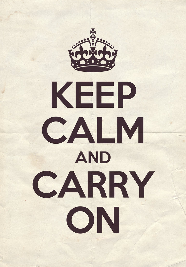 Detail of Keep Calm And Carry On Poster in Brinjal Vintage Reversed by Magnolia Box