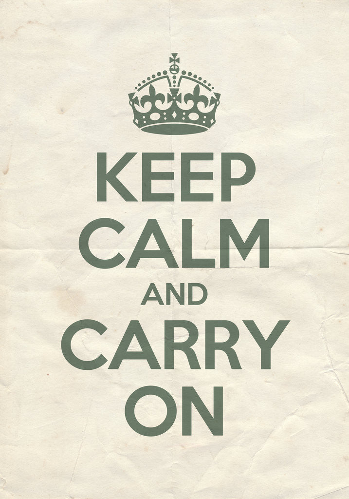Detail of Keep Calm And Carry On Poster in Castle Grey Vintage Reversed by Magnolia Box