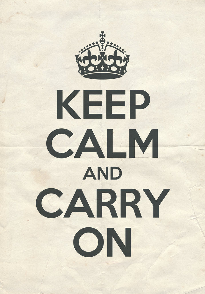 Detail of Keep Calm And Carry On Poster in Down Pipe Vintage Reversed by Magnolia Box