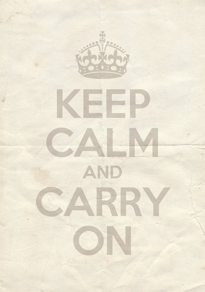 Detail of Keep Calm And Carry On Poster in Great White Vintage Reversed by Magnolia Box