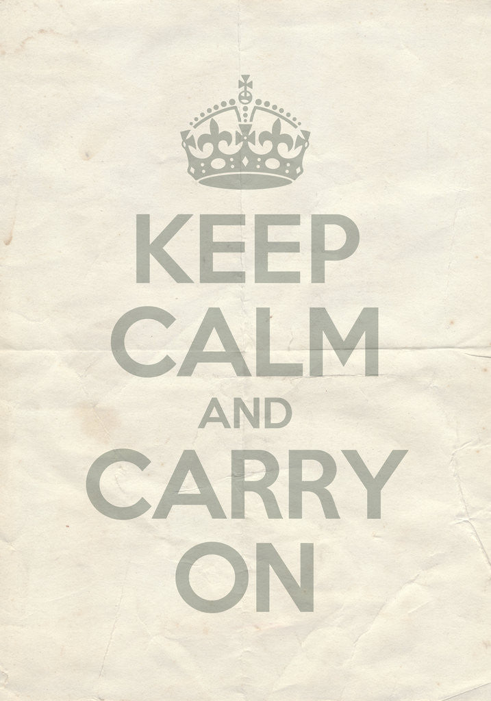 Detail of Keep Calm And Carry On Poster in Skylight Vintage Reversed by Magnolia Box