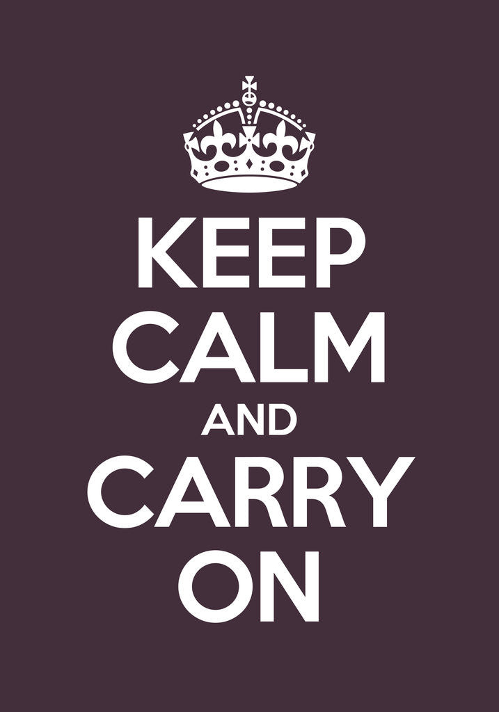 Detail of Keep Calm And Carry On Poster in Brinjal by Magnolia Box