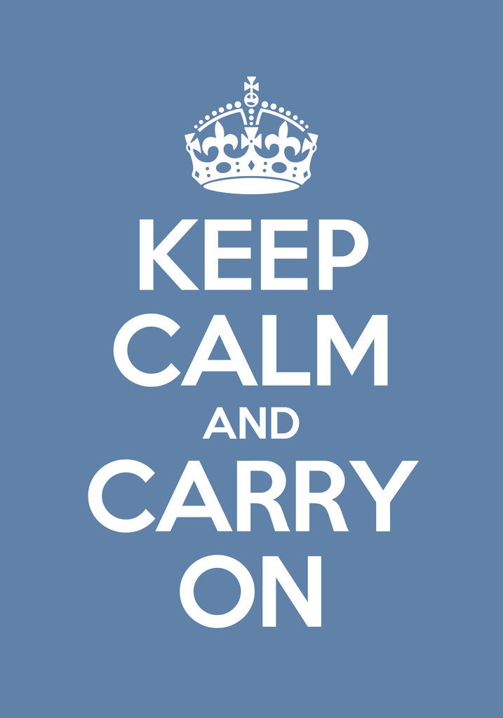 Detail of Keep Calm And Carry On Poster in Cooks Blue by Magnolia Box