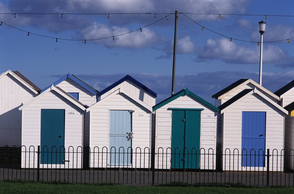 Detail of Beach Huts on Devon Town's Waterfront by Corbis