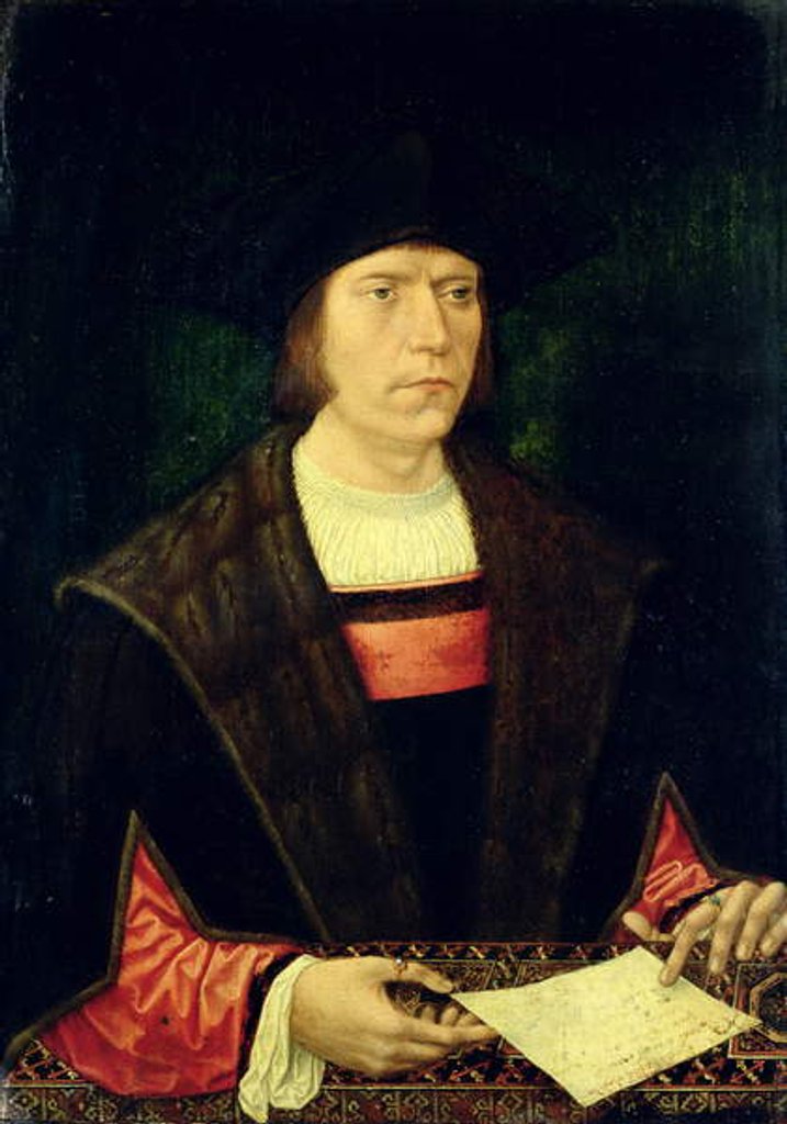 Detail of Portrait of a Man with a letter, 1515-20 by Jacob Cornelisz van Oostsanen