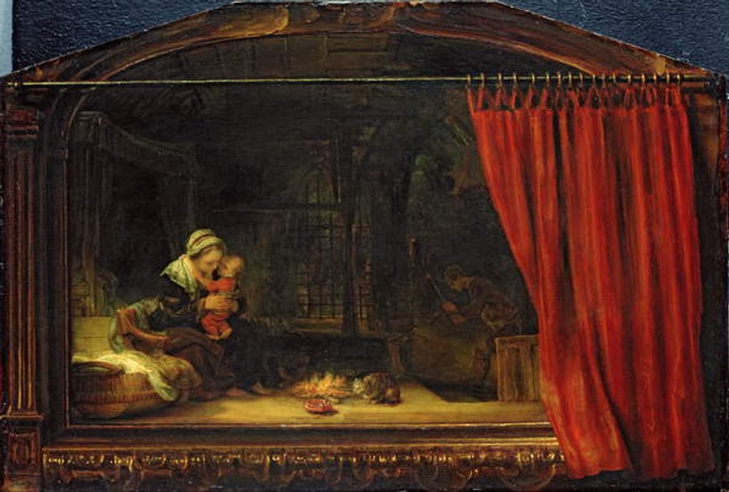 Detail of Holy Family with a Curtain, 1646 by Rembrandt Harmensz. van Rijn