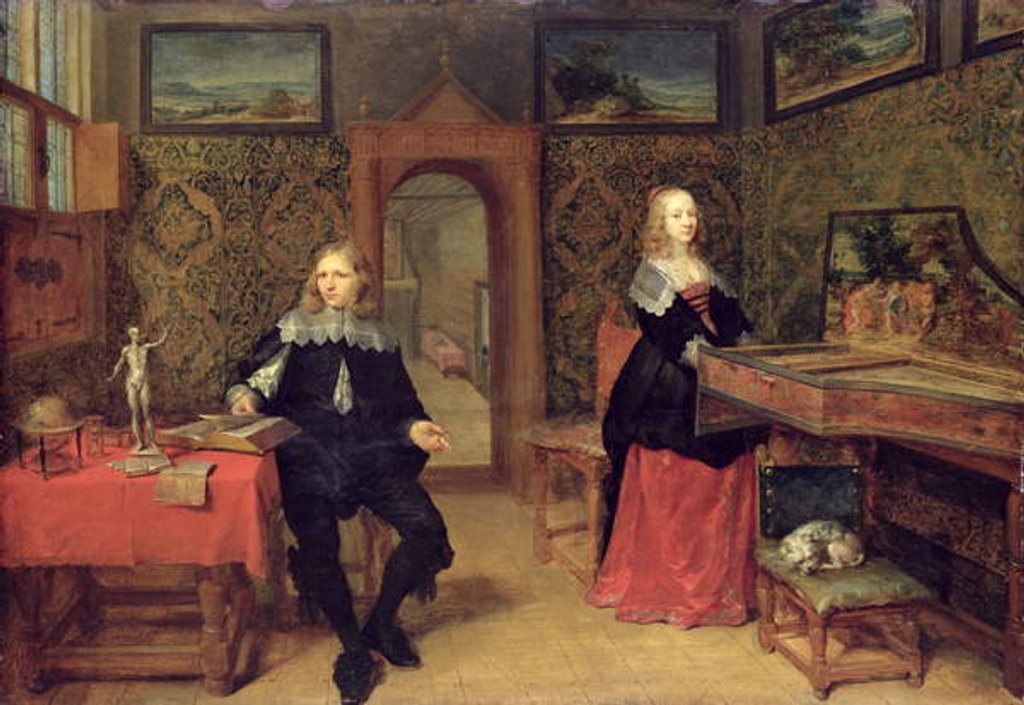 Detail of The Young Scholar and his Wife, 1640 by Gonzales Coques