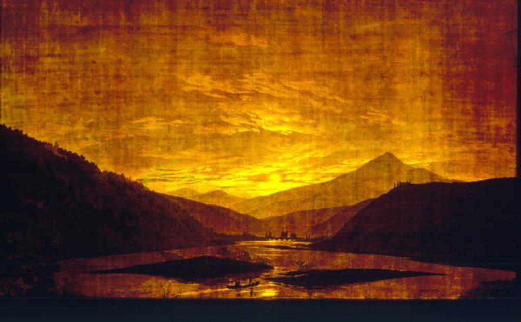 Detail of Mountainous River Landscape at Night, 1830-35 by Caspar David Friedrich