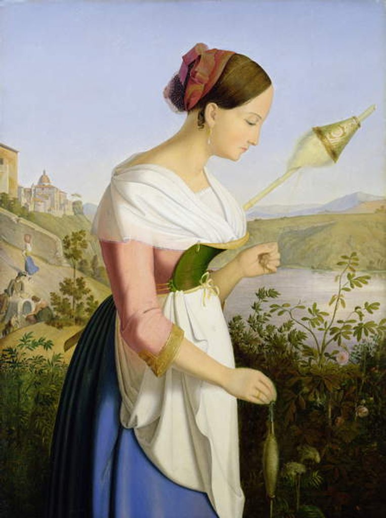Detail of Italian Girl with a Spinning Dress by Friedrich Wilhelm Mueller