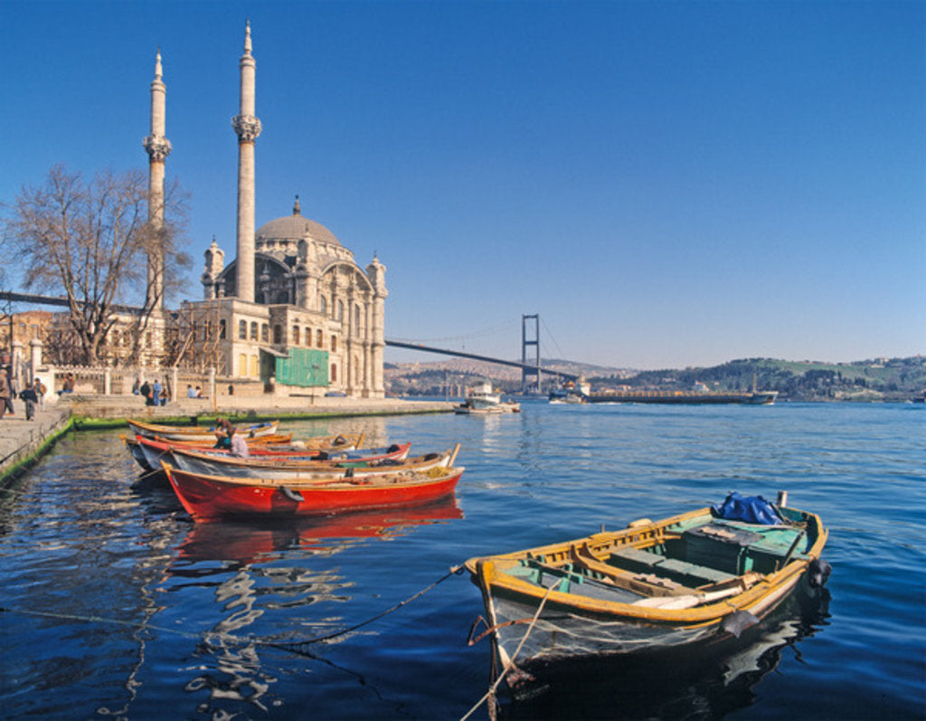 Detail of View of the Mosque of Abdulmecid at Ortakoy with the Bosphorous Bridge in the background by Anonymous