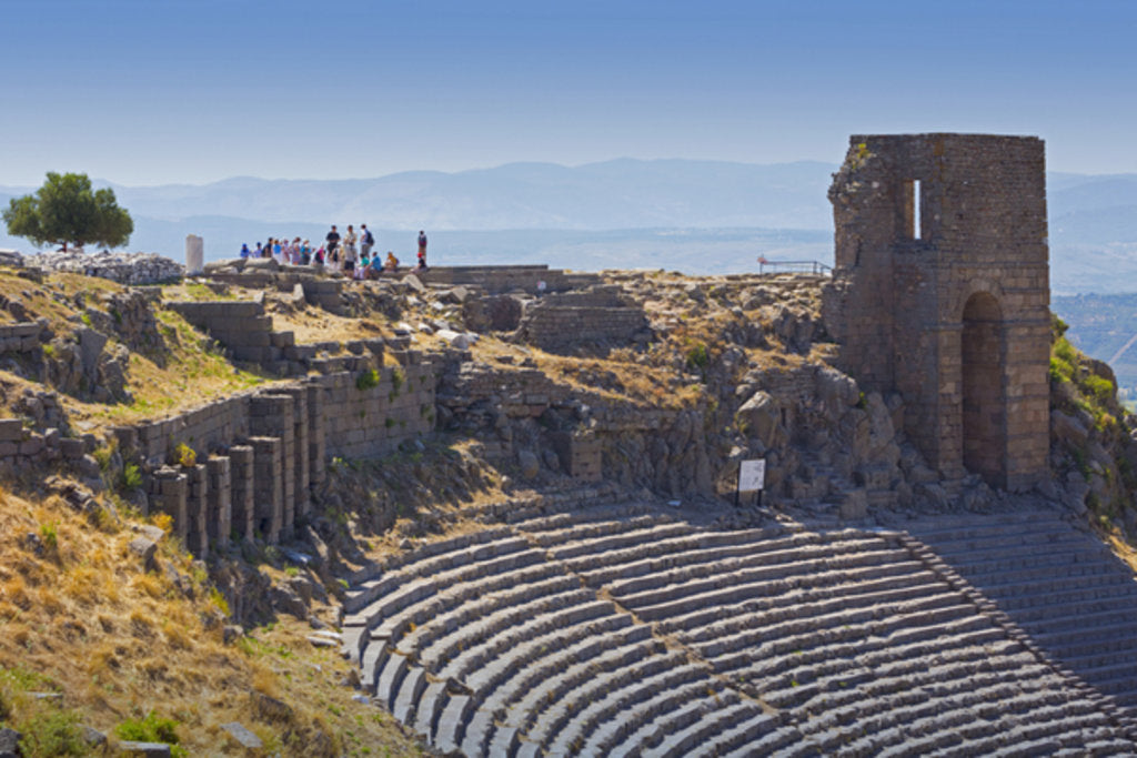 Detail of Ruins of ancient Pergamum above Bergama, Izmir Province, Turkey. The theatre. by Anonymous