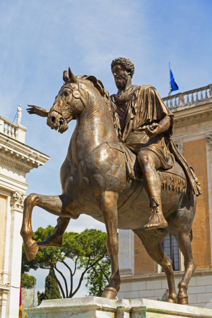 Detail of Piazza del Campidoglio, with copy of equestrian statue of Marcus Aurelius by Anonymous