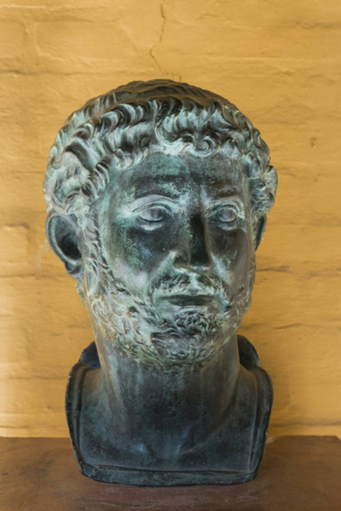 Detail of Bust of the Emperor Hadrian, Roman city of Italica, near Santiponce, Seville Province, Andalusia, Spain by Anonymous