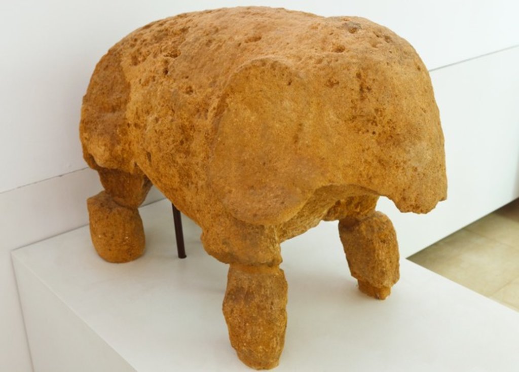 Detail of Sculpture in the museum of an elephant found in the Tomb of the Elephant in the Roman necropolis, The Archaeological Complex, Carmona by Anonymous
