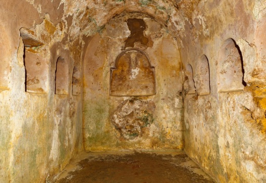 Detail of Underground chamber beneath the circular mausoleum in the Roman necropolis of the Archaeological Complex by Anonymous